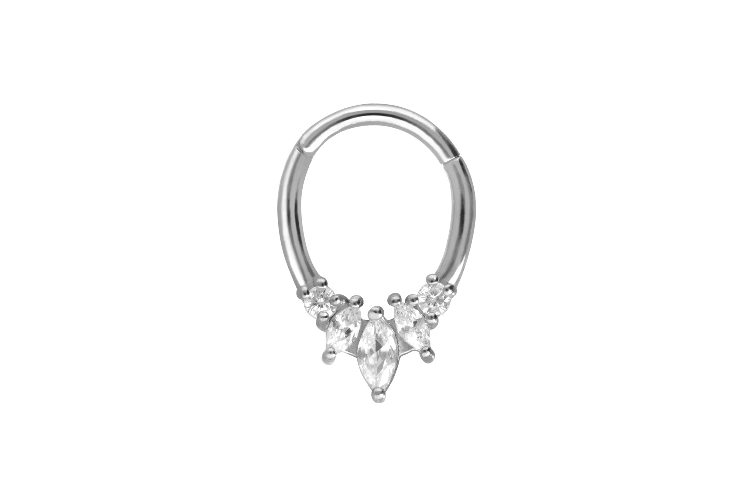 Chirurgenstahl Segmentring Clicker Piercing TROPFEN + 5 EINGEFASSTE KRISTALLE